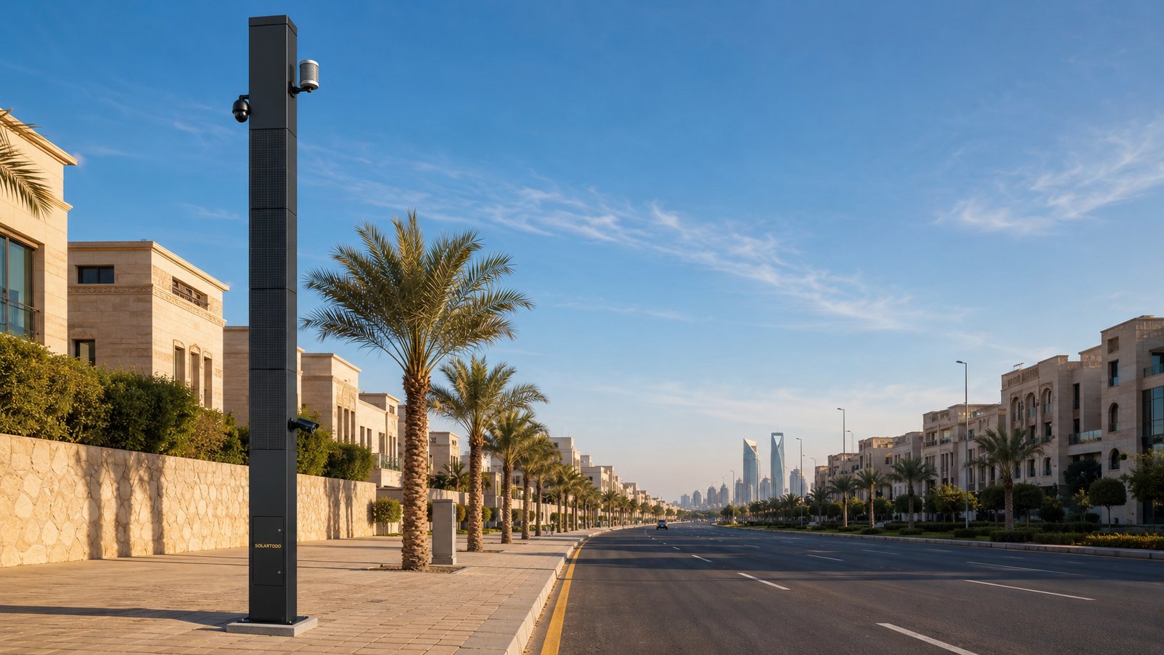 Square solar surveillance mast, 6 to 12 metres